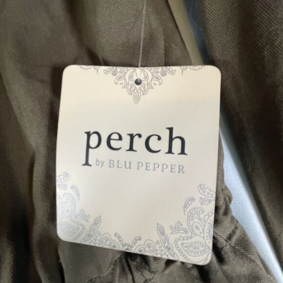 NWT Perch Blu Pepper Green Khaki Zip Utility Jacket Womens Plus Size 3XL Cotton - Picture 7 of 11